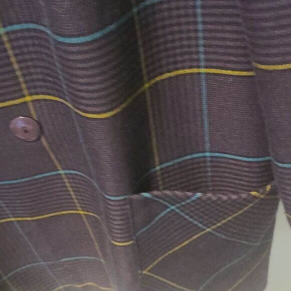 LADIES Large Creme Caramel Brown Check Suit Jacket - Picture 7 of 10